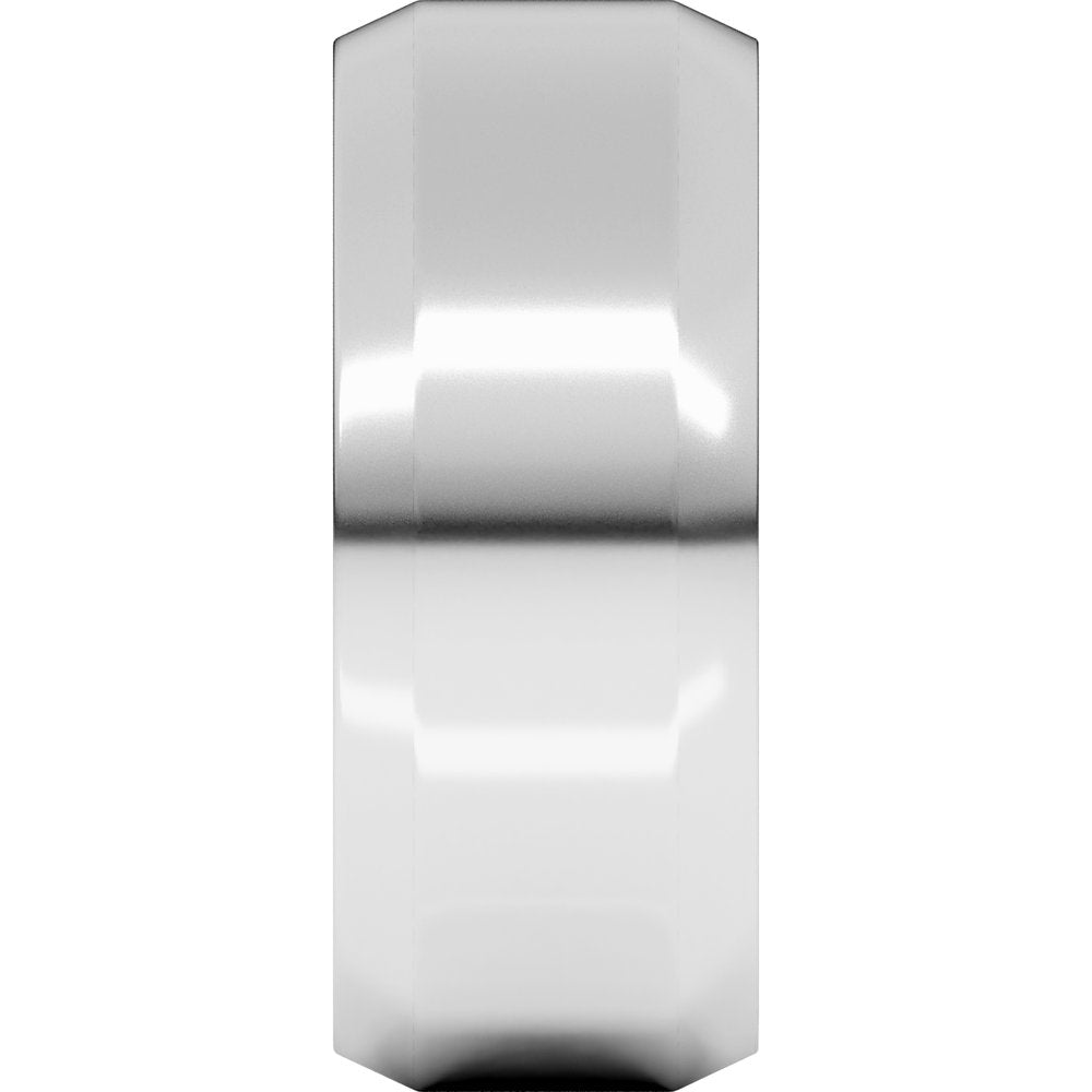 14K White 8 mm Lightweight Beveled-Edge Flat Band Size 12