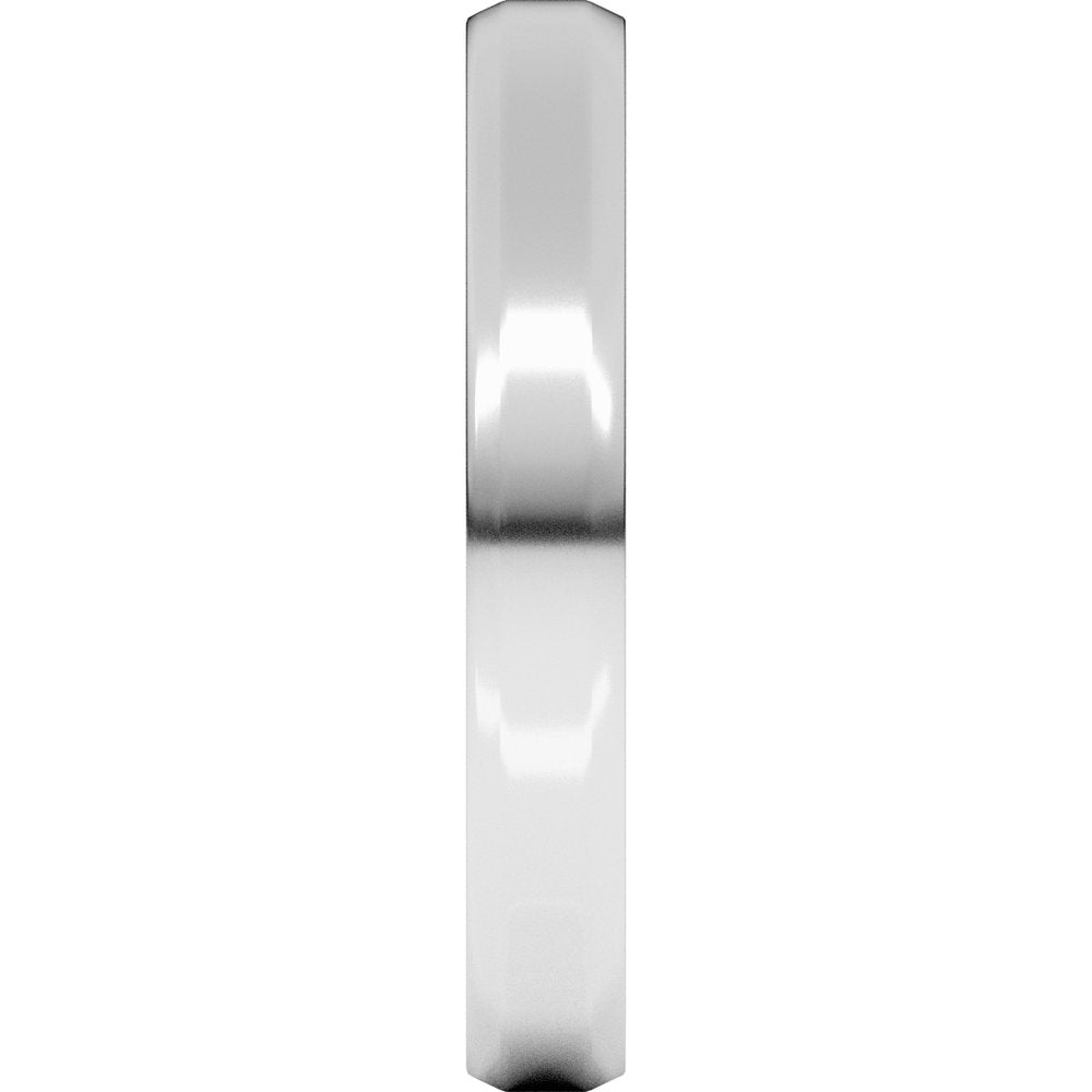 10K White Gold 3 mm Lightweight Beveled-Edge Flat Band Size 4