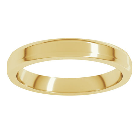 14K Yellow Gold 3 mm Lightweight Beveled-Edge Flat Band Size 6.5