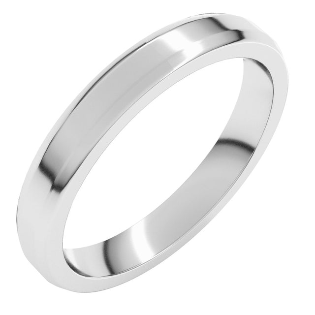 10K White Gold 3 mm Lightweight Beveled-Edge Flat Band Size 4