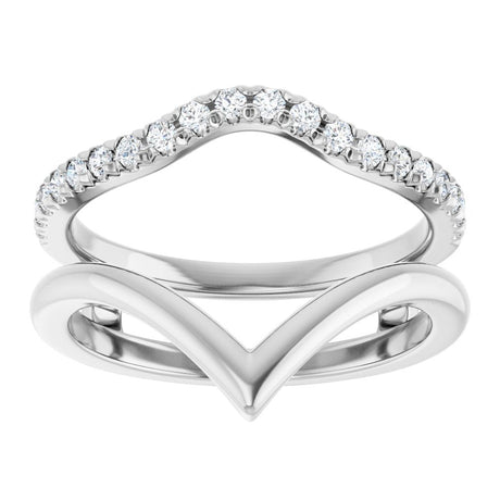 14K White 1/4 CTW Natural Diamond Accented V-Shaped Ring Guard