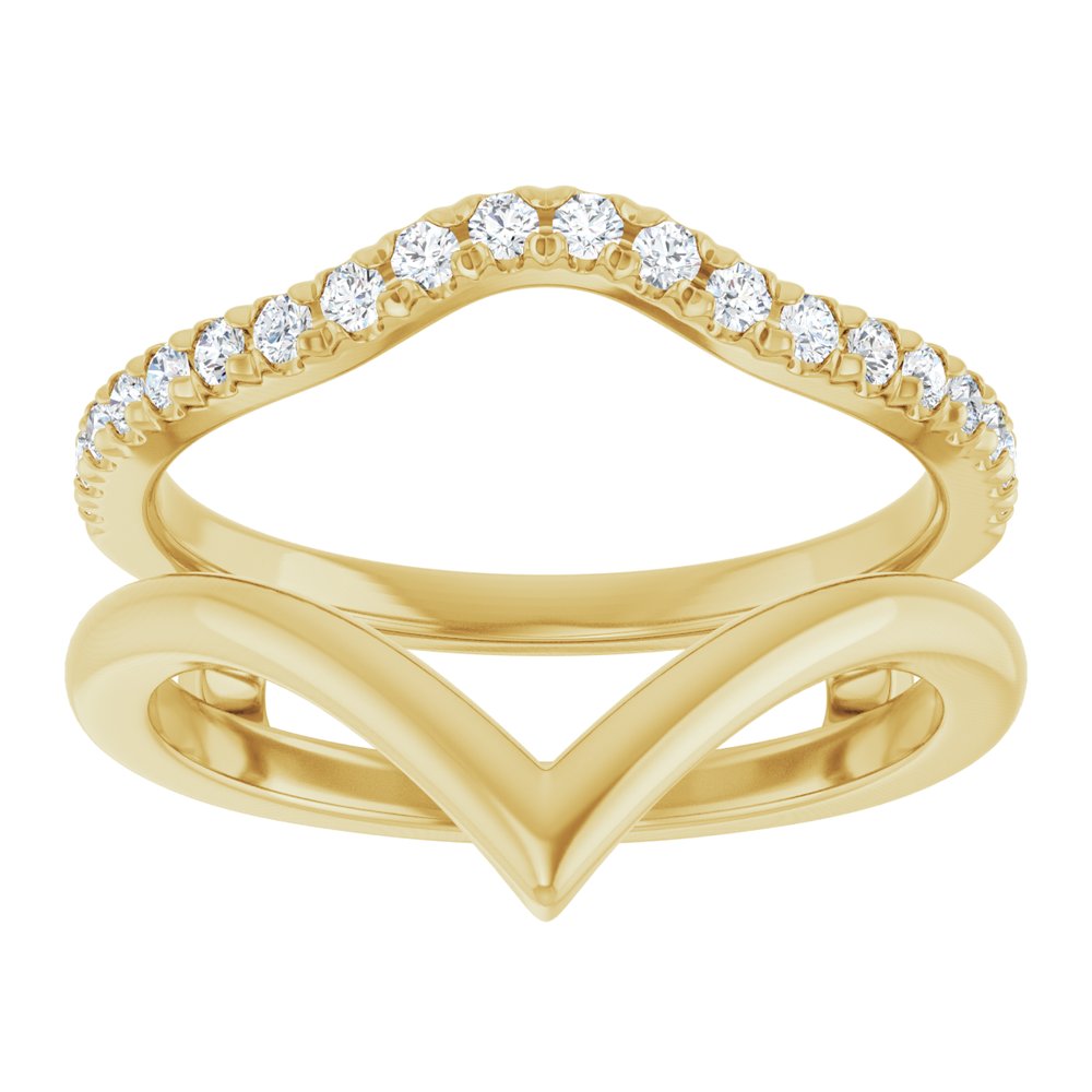 14K Yellow 1/4 CTW Natural Diamond Accented V-Shaped Ring Guard