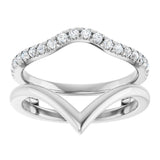 14K White 1/4 CTW Natural Diamond Accented V-Shaped Ring Guard