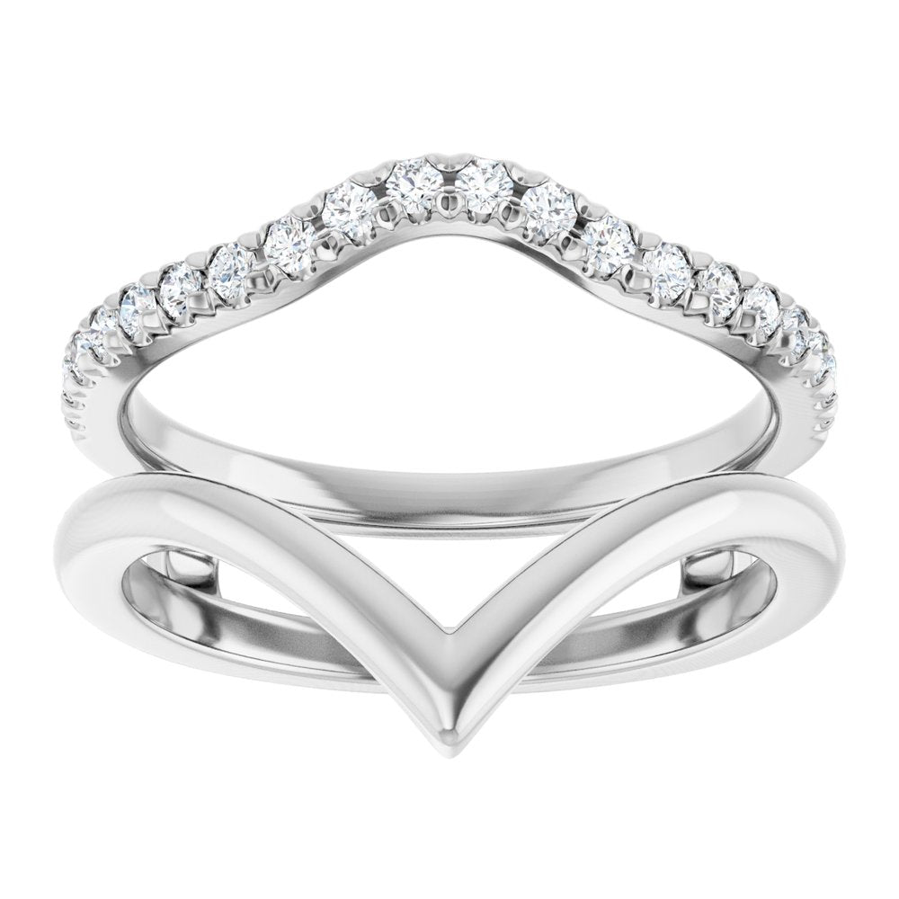 14K White 1/4 CTW Lab-Grown Diamond V-Shaped Ring Guard