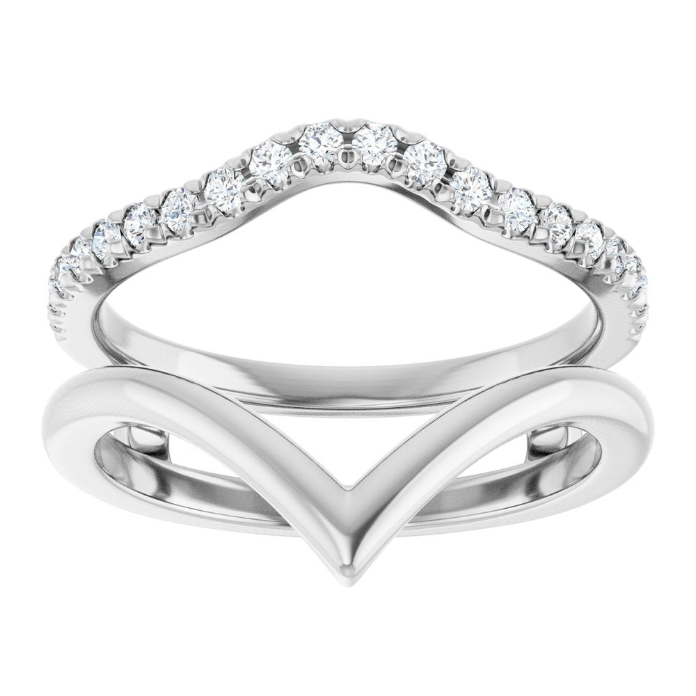 14K White 1/4 CTW Lab-Grown Diamond V-Shaped Ring Guard