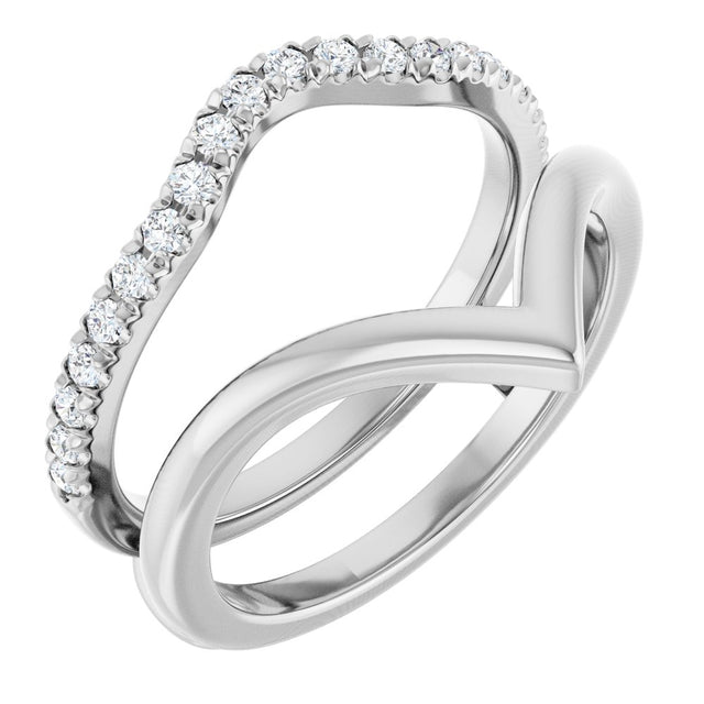 14K White Gold 1/4 CTW Natural Diamond Ring Guard
