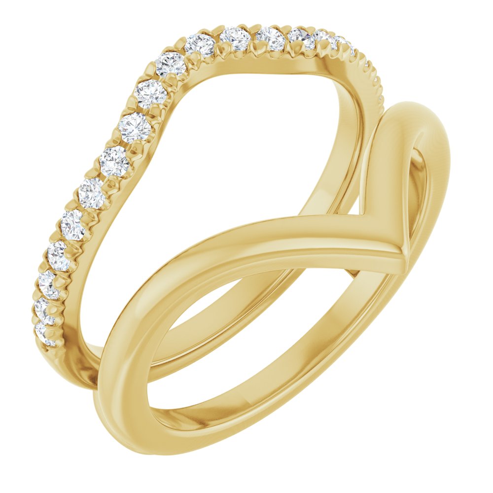 14K Yellow 1/4 CTW Lab-Grown Diamond V-Shaped Ring Guard