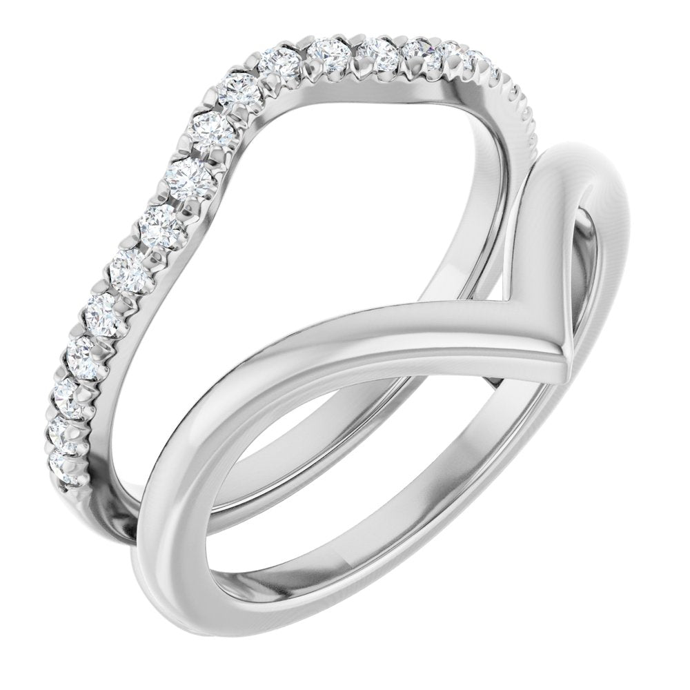 14K White 1/4 CTW Lab-Grown Diamond V-Shaped Ring Guard