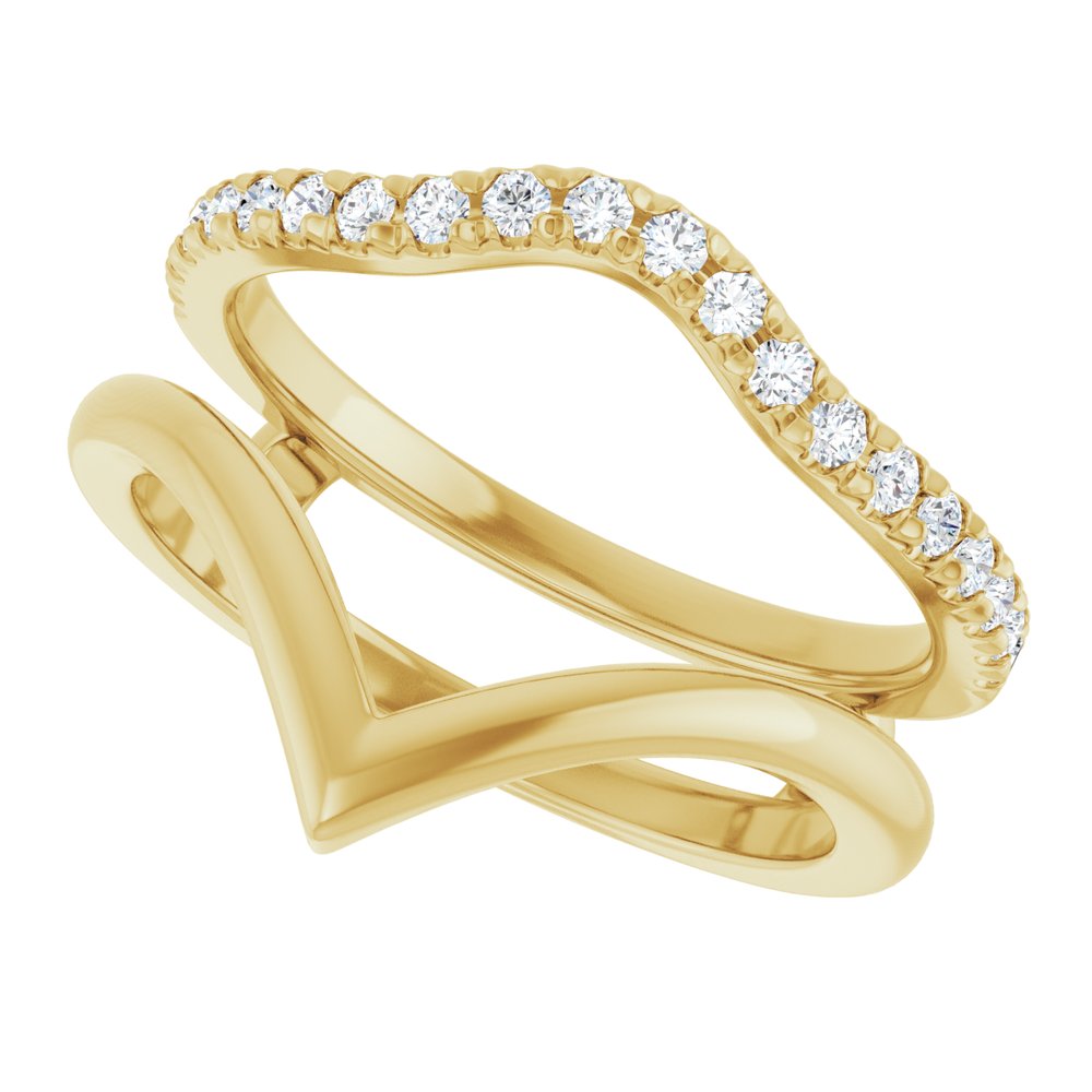 14K Yellow 1/4 CTW Natural Diamond Accented V-Shaped Ring Guard