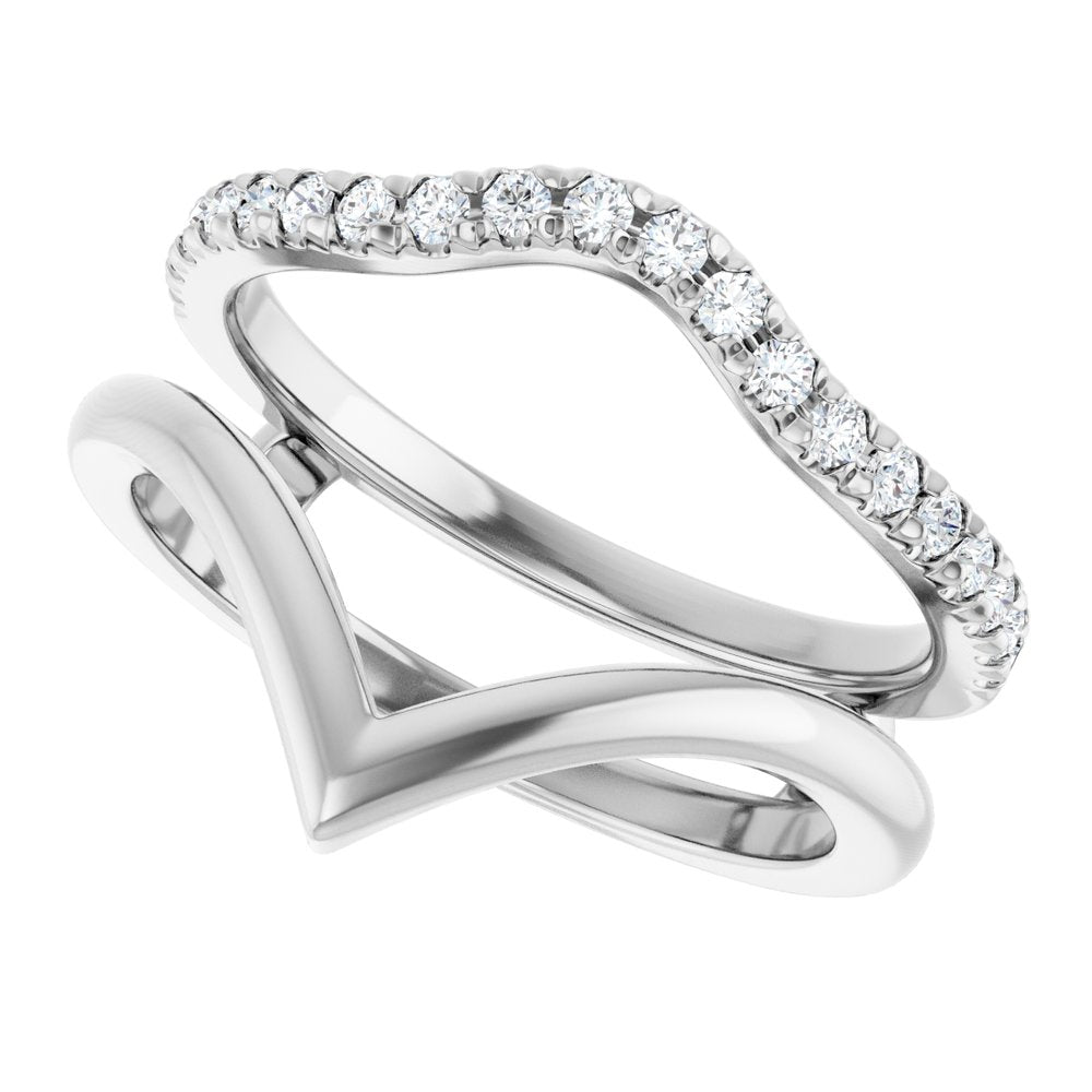 14K White 1/4 CTW Lab-Grown Diamond V-Shaped Ring Guard