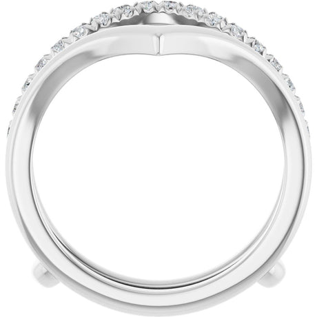 14K White 1/4 CTW Natural Diamond Accented V-Shaped Ring Guard