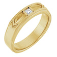 14K Yellow 1/10 CT Natural Diamond Geometric Milgrain Band
