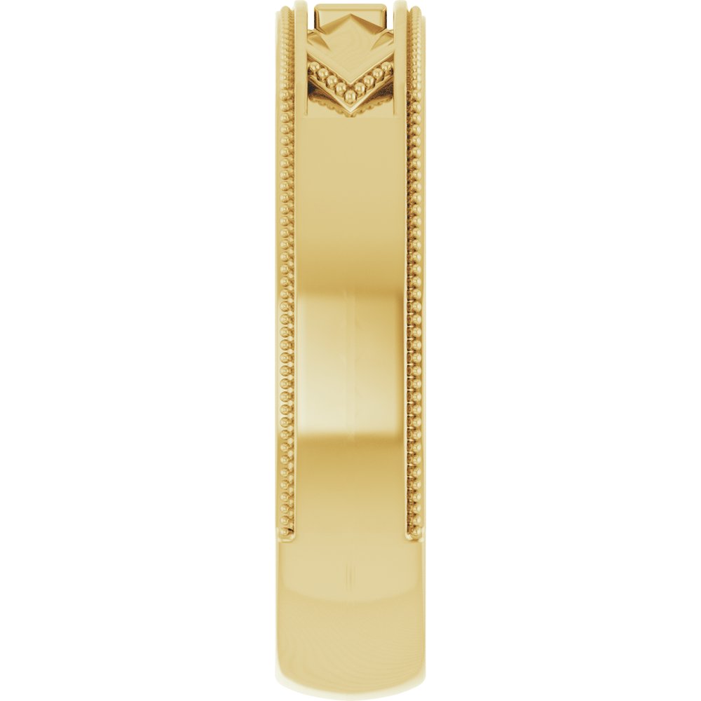 14K Yellow 1/10 CT Natural Diamond Geometric Milgrain Band