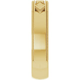 14K Yellow 1/10 CT Natural Diamond Geometric Milgrain Band