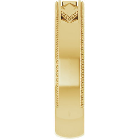 14K Yellow 1/10 CT Natural Diamond Geometric Milgrain Band