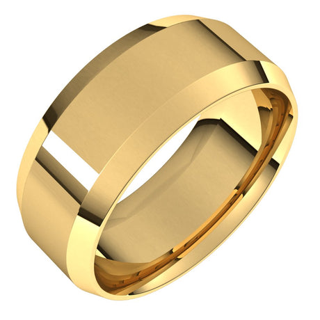14K Yellow 8 mm Lightweight Beveled-Edge Comfort-Fit Flat Band Size 8