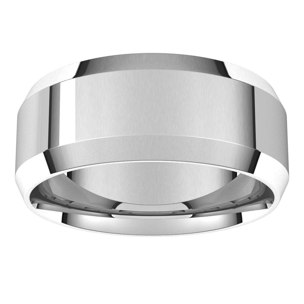 10K White Gold 8 mm Lightweight Beveled-Edge Comfort-Fit Flat Band Size 10.5