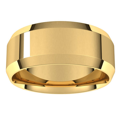 14K Yellow Gold 8 mm Lightweight Beveled-Edge Comfort-Fit Flat Band Size 11