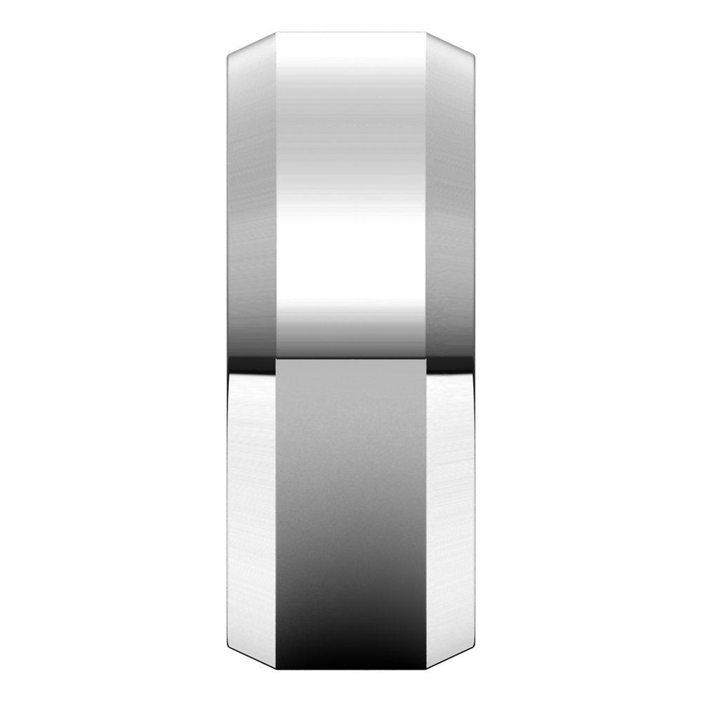 10K White Gold 8 mm Lightweight Beveled-Edge Comfort-Fit Flat Band Size 10.5