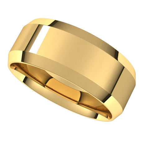 10K Yellow Gold 8 mm Lightweight Beveled-Edge Comfort-Fit Flat Band Size 10