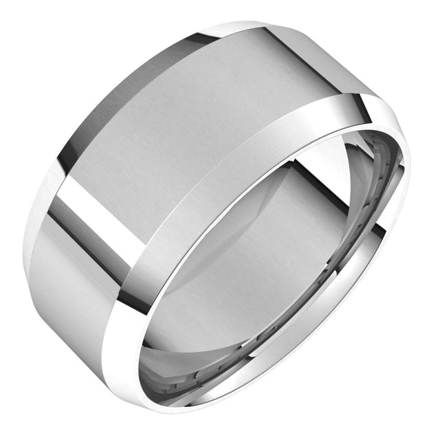 Platinum 9 mm Lightweight Beveled-Edge Comfort-Fit Flat Band Size 10.5