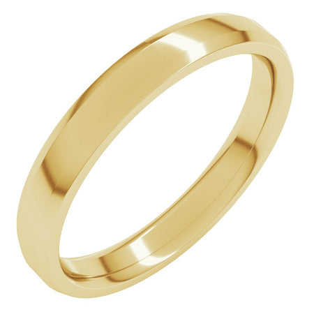 14K Yellow 3 mm Lightweight Beveled-Edge Comfort-Fit Flat Band Size 5.5