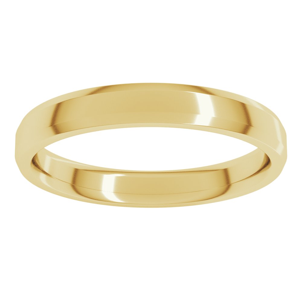 14K Yellow Gold 3 mm Lightweight Beveled-Edge Comfort-Fit Flat Band Size 6.5