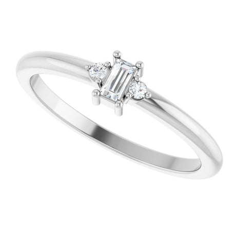 14K White .08 CTW Natural Diamond Stackable Ring