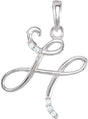 14K White Gold .025 CTW Natural Diamond Initial H Pendant