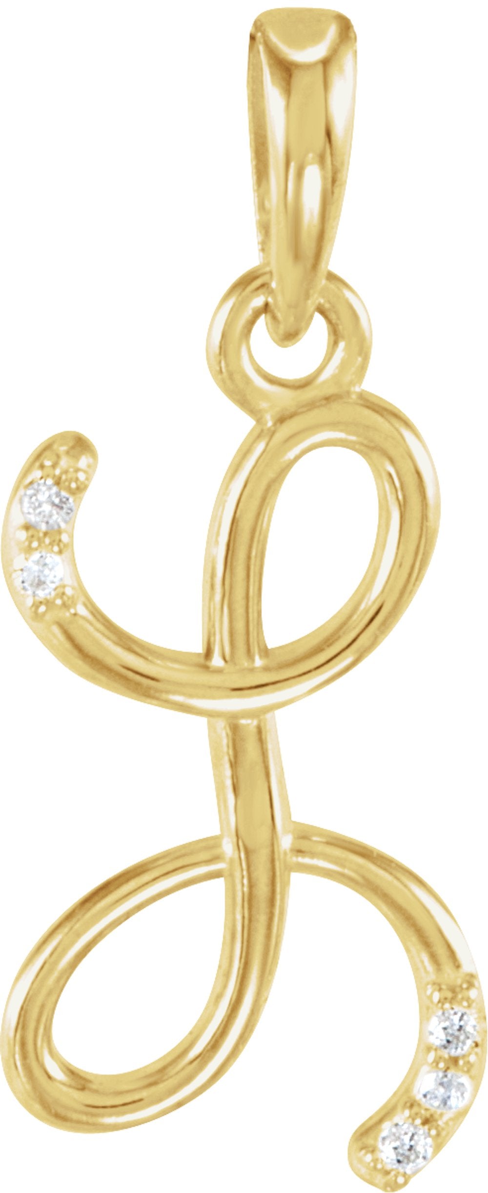 14K Yellow .025 CTW Natural Diamond Initial L Pendant