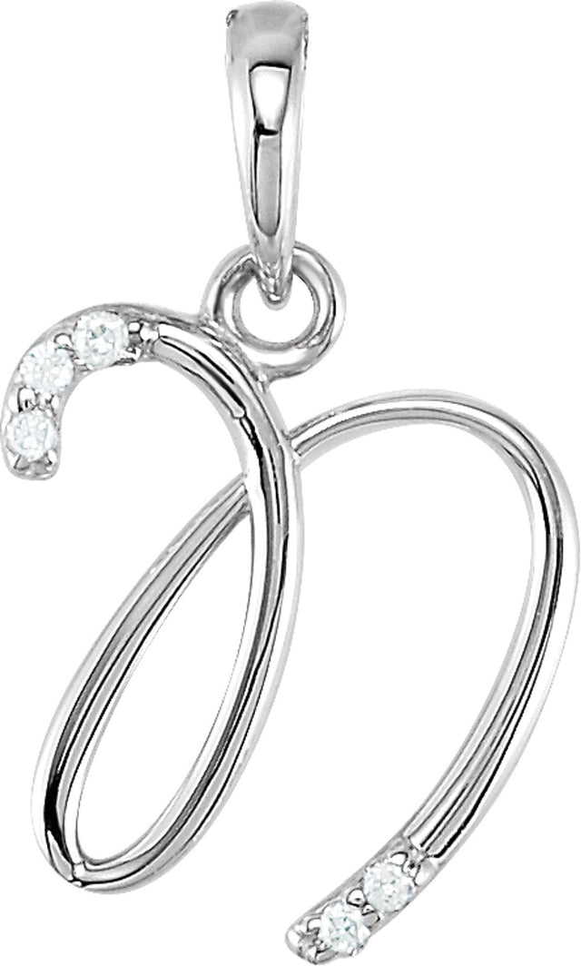 14K White .025 CTW Natural Diamond Initial N Pendant