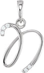 14K White .025 CTW Natural Diamond Initial N Pendant