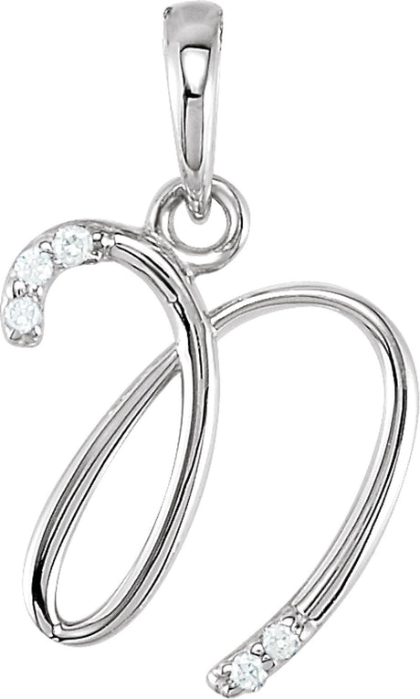14K White .025 CTW Natural Diamond Initial N Pendant