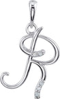 14K White .025 CTW Natural Diamond Initial R Pendant