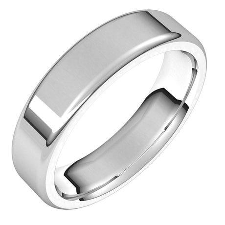 14K White 5 mm Flat Comfort Fit Round Edge Band Size 7