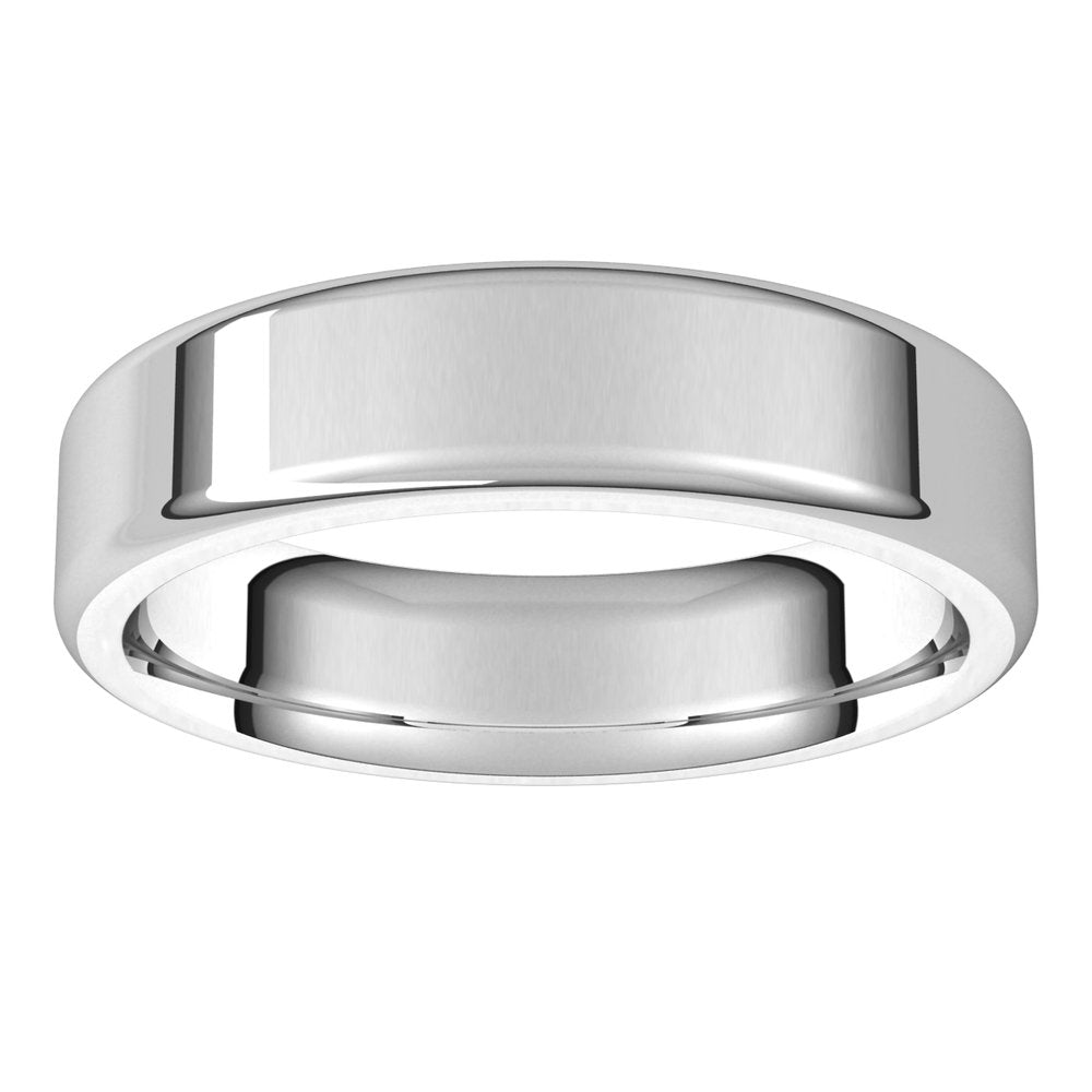 14K White 5 mm Flat Comfort Fit Round Edge Band Size 7