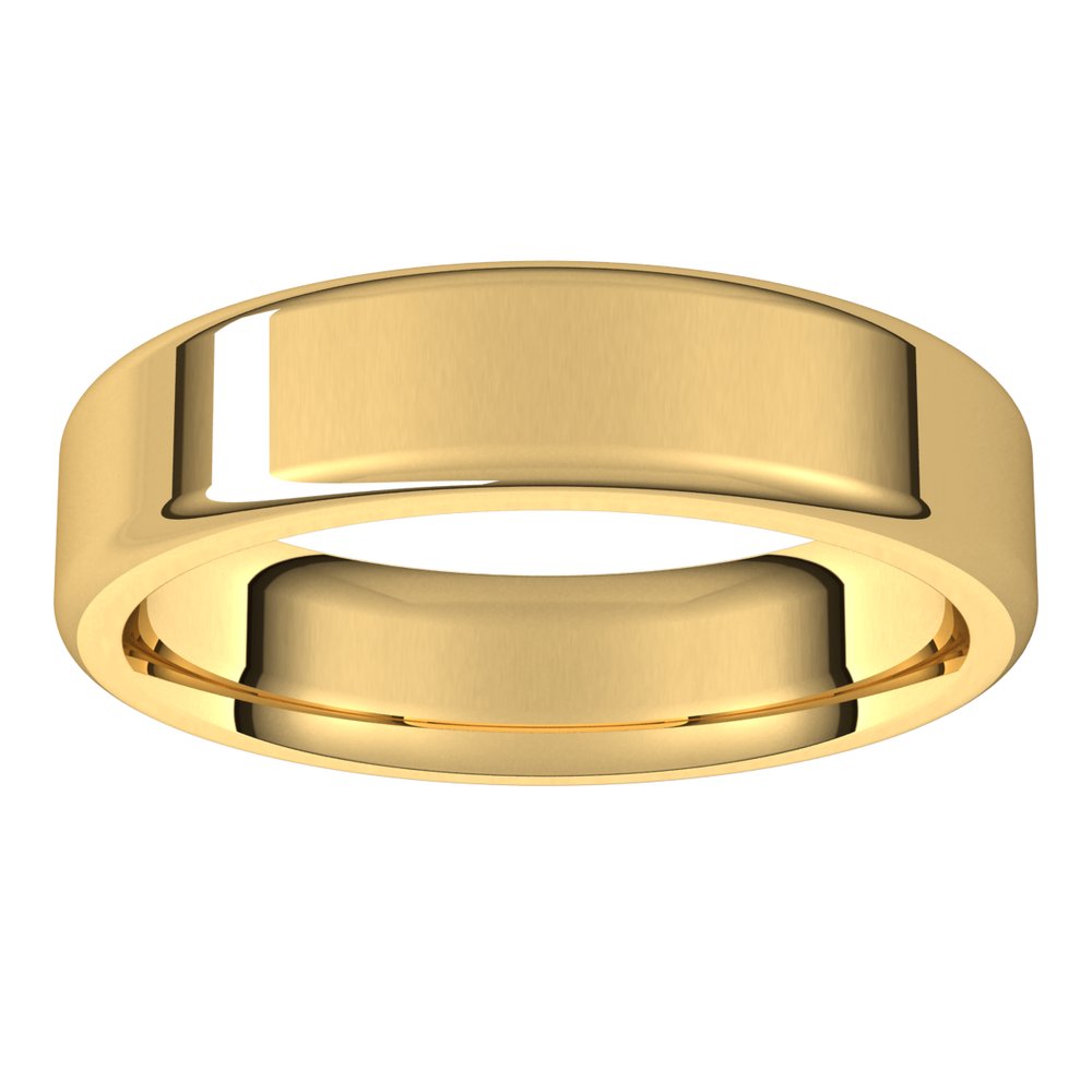 14K Yellow 5 mm Flat Comfort Fit Round Edge Band