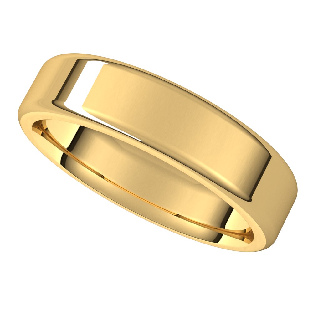 14K Yellow 5 mm Flat Comfort Fit Round Edge Band