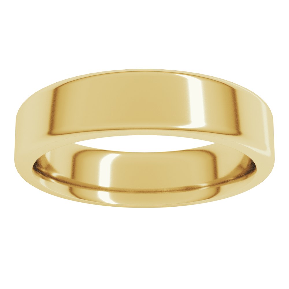 14K Yellow Gold 5 mm Round-Edge Comfort-Fit Flat Band Size 6.5