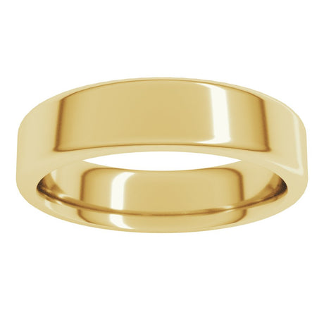 14K Yellow 5 mm Round-Edge  Comfort-Fit Flat Band Size 10