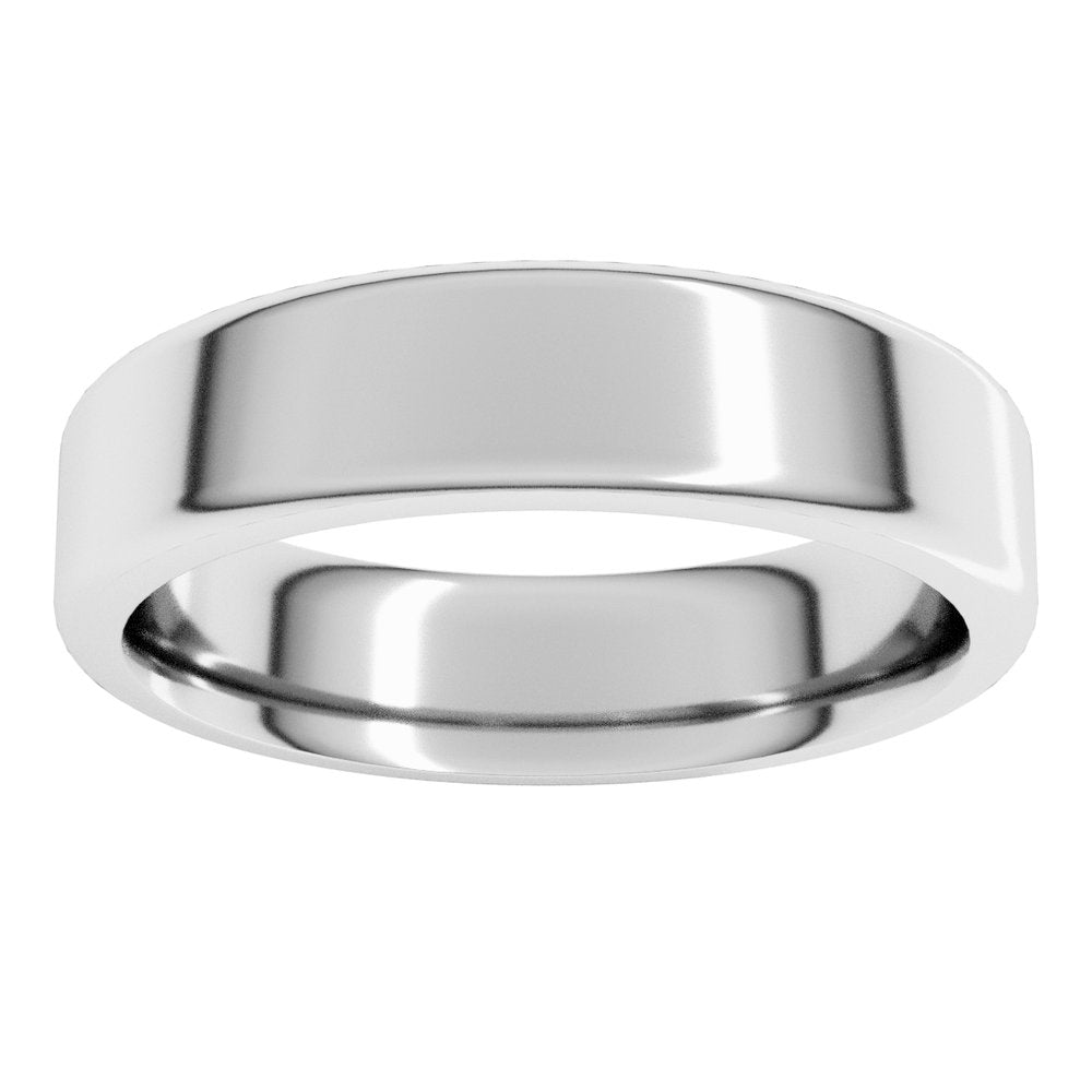 14K White Gold 5 mm Round-Edge Comfort-Fit Flat Band Size 6