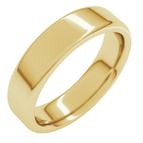 14K Yellow Gold 5 mm Round-Edge Comfort-Fit Flat Band Size 6.5