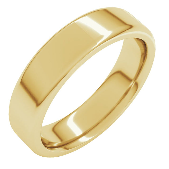 14K Yellow 5 mm Round-Edge  Comfort-Fit Flat Band Size 10