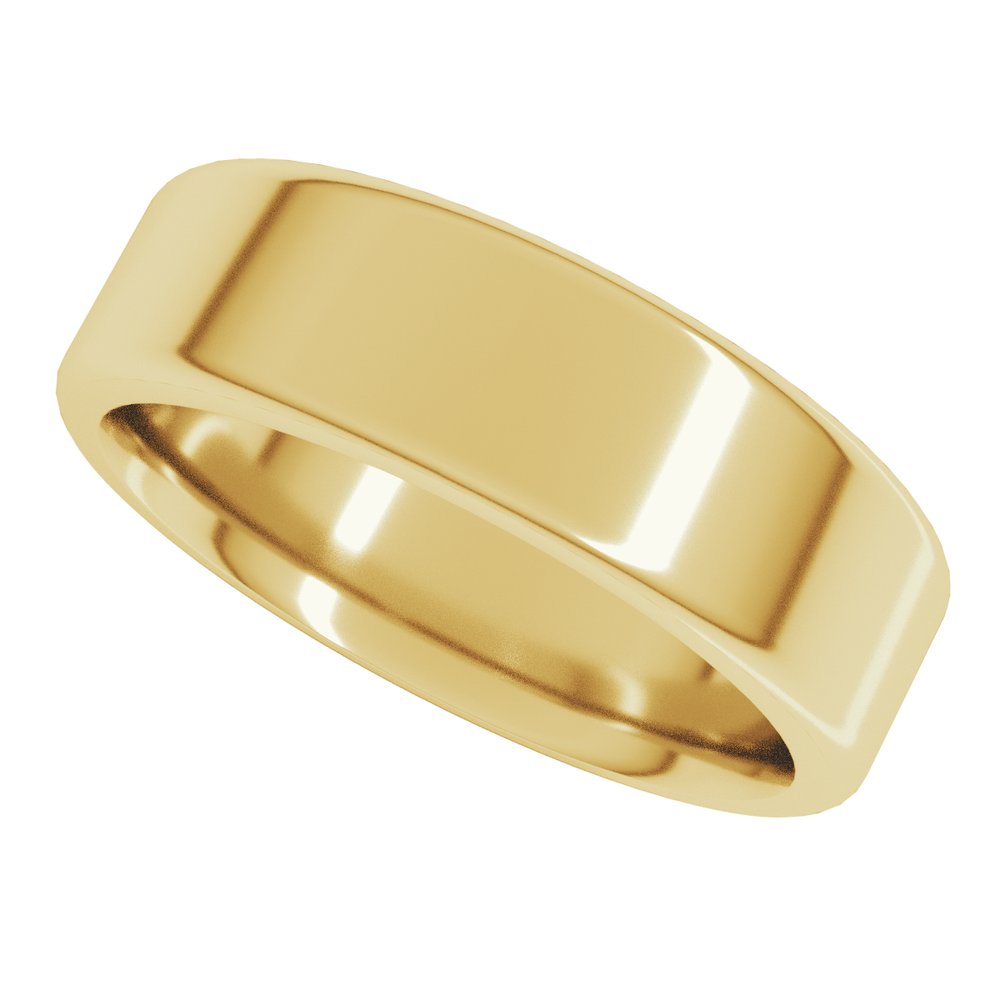 14K Yellow 6 mm Flat Comfort Fit Round Edge Band