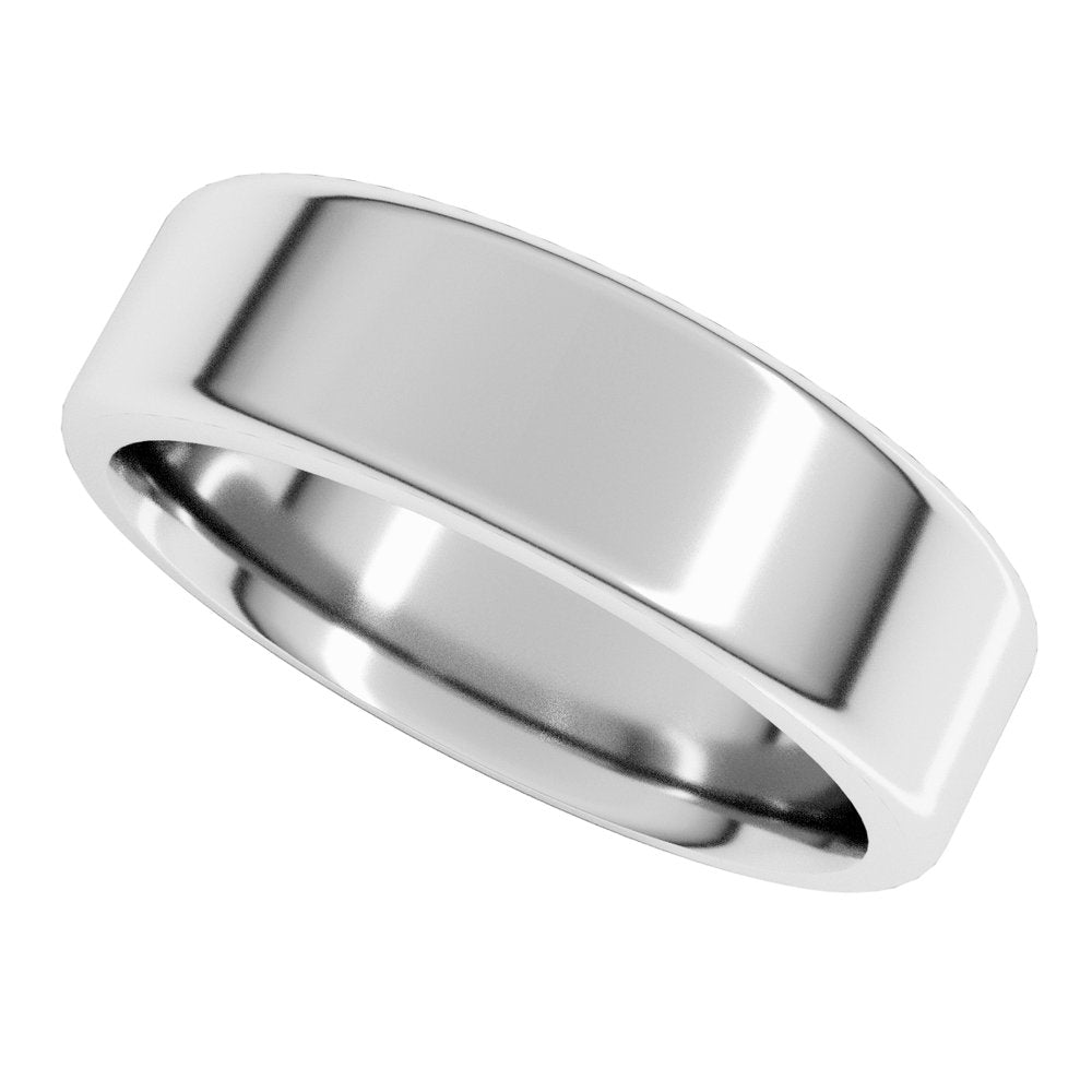 14K X1 White Gold 6 mm Round-Edge Comfort-Fit Flat Band Size 9
