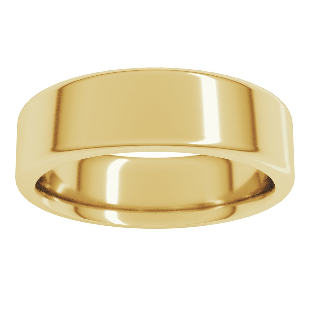 14K Yellow 6 mm Round-Edge Comfort-Fit Flat Band Size 8.5