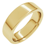 10K Yellow Gold 6 mm Round-Edge Comfort-Fit Flat Band Size 8