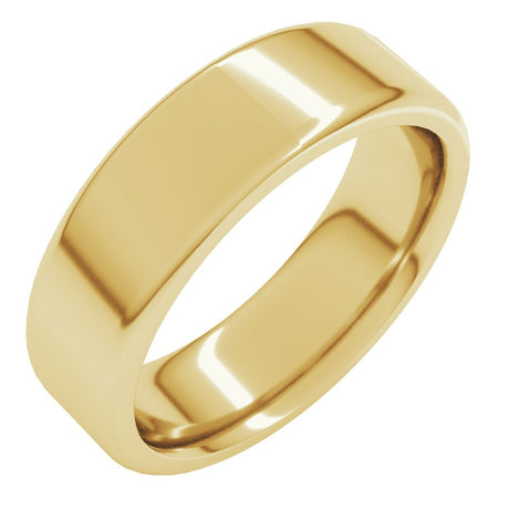 10K Yellow Gold 6 mm Round-Edge Comfort-Fit Flat Band Size 8