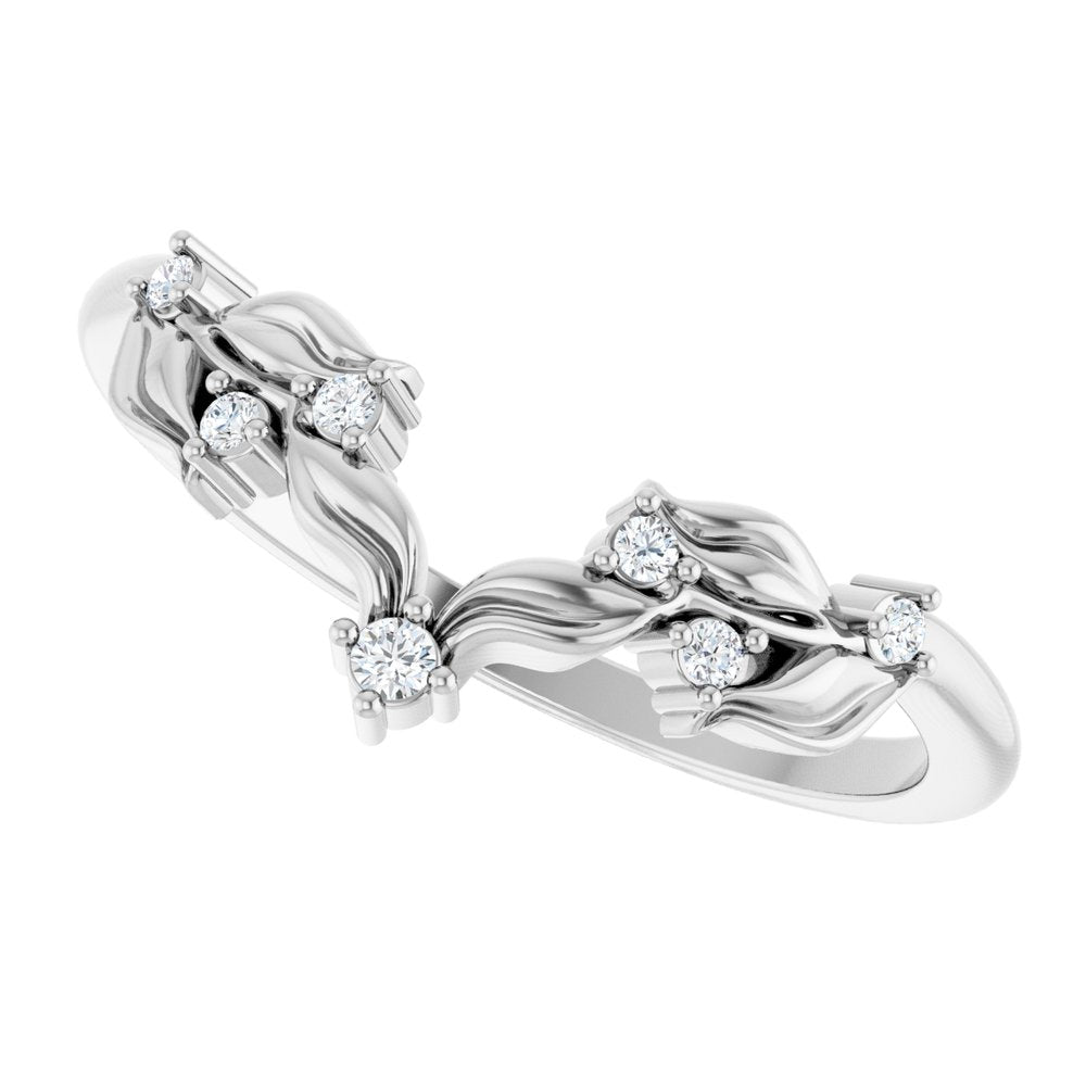 14K White Gold .05 CTW Natural Diamond Contour Band