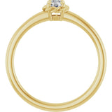 14K Yellow Gold 1/5 CT Natural Diamond Solitaire Rope Ring